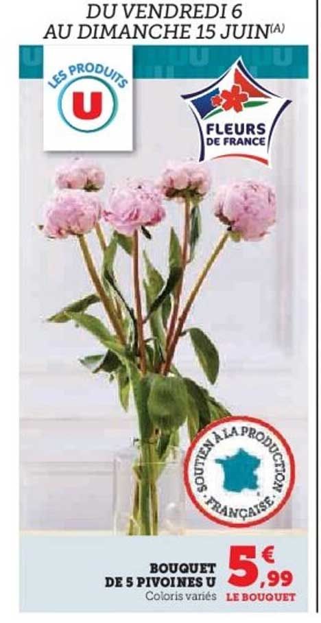 BOUQUET DE 5 PIVOINES U