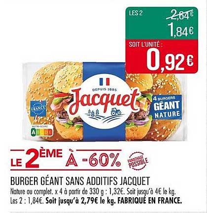 BURGER GÉANT SANS ADDITIFS JACQUET
