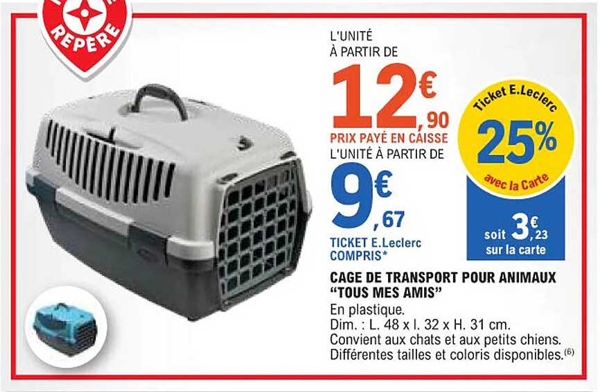 CAGE DE TRANSPORT POUR ANIMAUX "TOUS MES AMIS"