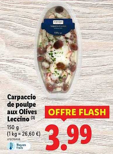 Carpaccio de poulpe aux Olives Leccino