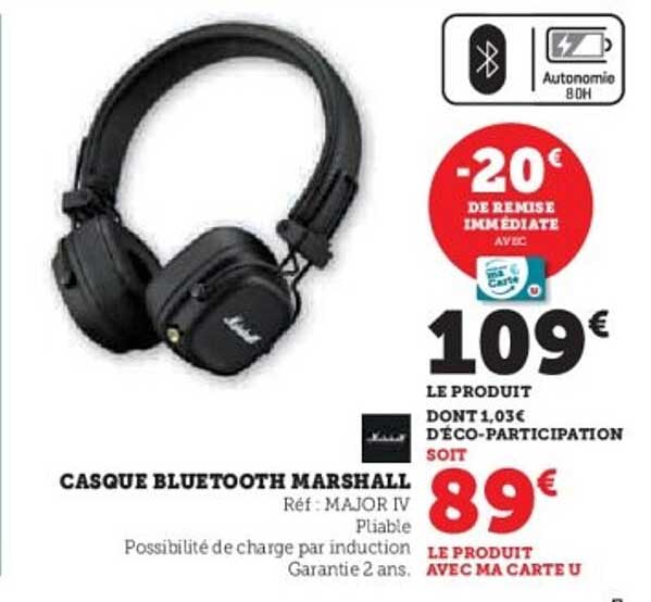 CASQUE BLUETOOTH MARSHALL
