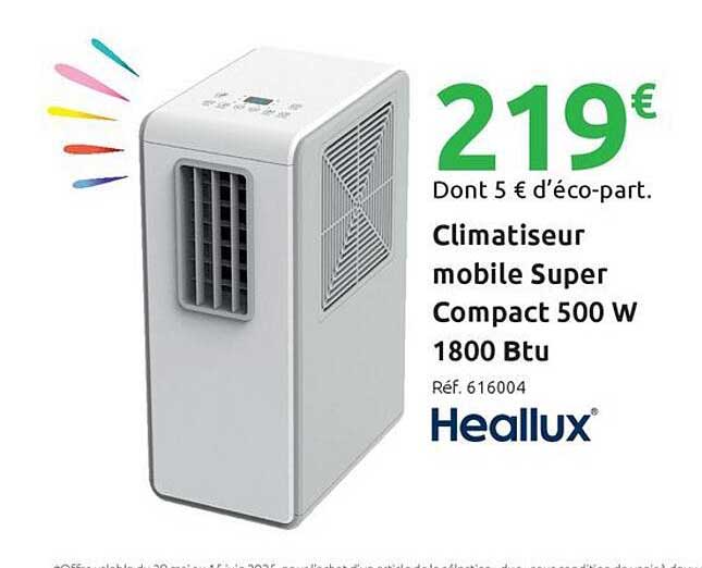 Climatiseur mobile Super Compact 500 W 1800 Btu