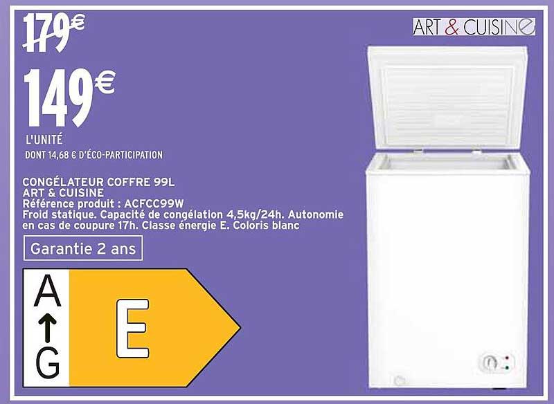 CONGÉLATEUR COFFRE 99L ART & CUISINE