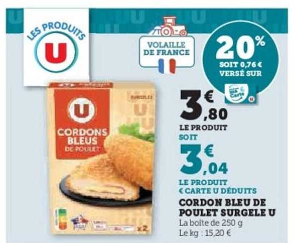 CORDON BLEU DE POULET SURGELE U