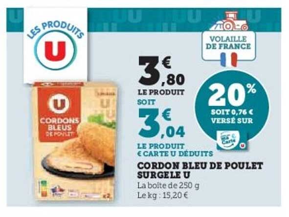 Cordon Bleu de Poulet Surgelé U