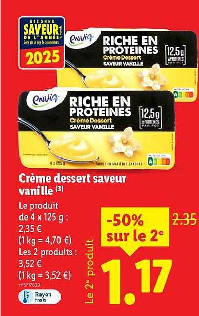 Crème dessert saveur vanille