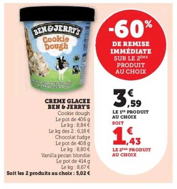 CREME GLACEE BEN & JERRY'S Cookie dough