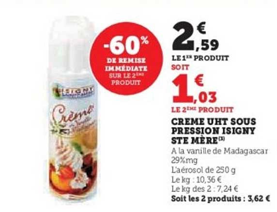 CREME UHT SOUS PRESSION ISIGNY STE MERE