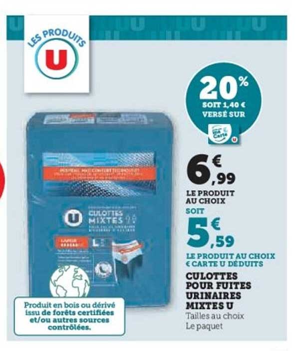 CULOTTES POUR FUITES URINAIRES MIXTES U