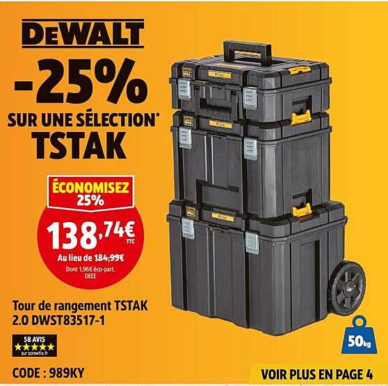 DEWALT -25% SUR UNE SÉLECTION TSTAK