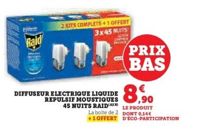 DIFFUSEUR ELECTRIQUE LIQUIDE REPULSIF MOUSIQUES 45 NUITS RAID