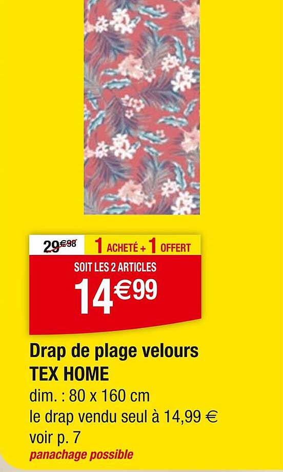 Drap de plage velours TEX HOME
