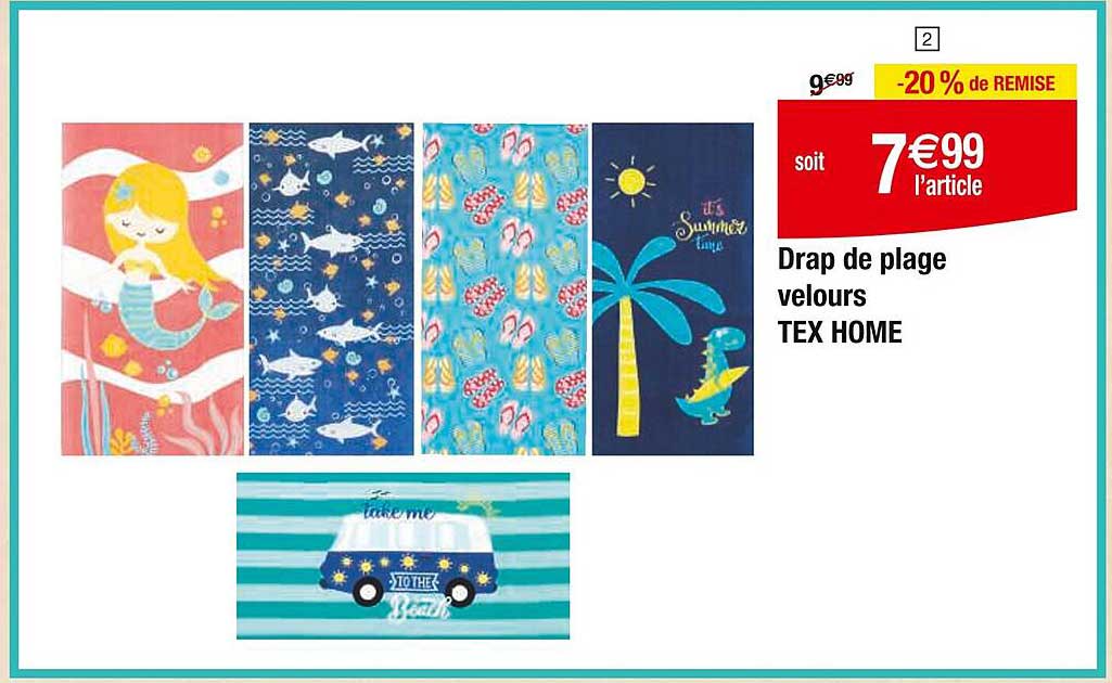 Drap de plage velours TEX HOME