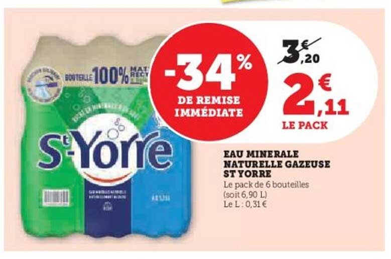 EAU MINERALE NATURELLE GAZEUSE ST YORRE