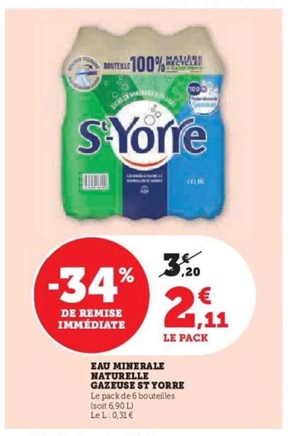 EAU MINERALE NATURELLE GAZEUSE ST YORRE