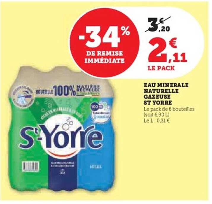 EAU MINERALE NATURELLE GAZEUSE ST YORRE