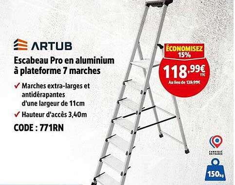 Escabeau Pro en aluminium à plateforme 7 marches