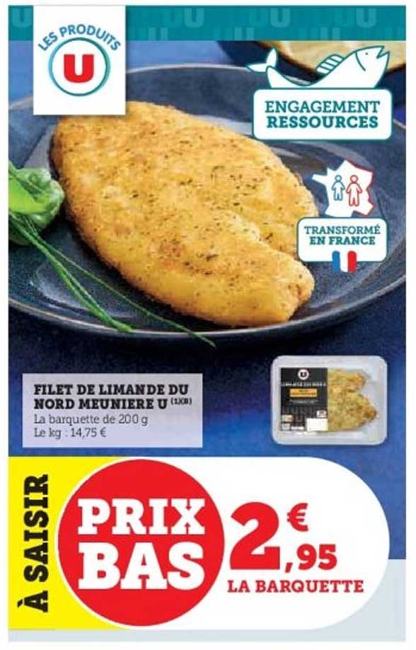 FILET DE LIMANDE DU NORD MEUNIERE U (200 g)
