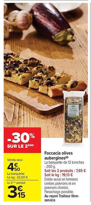 Foccacia olives aubergines
