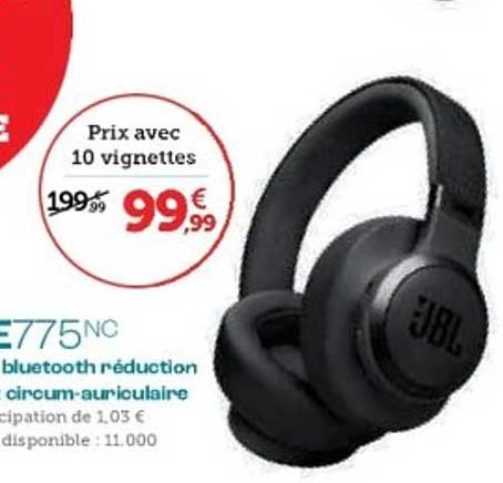 JBL E775NC - Casque Bluetooth à réduction de bruit circum-auriculaire