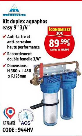 Kit duplex aquaphos easy 9" 3/4"