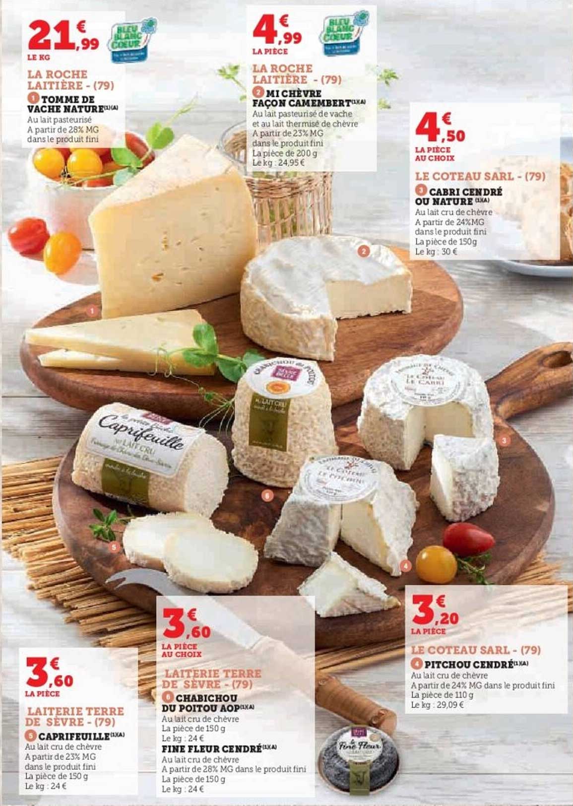 La Roche Laitière - Tomme de vache nature à 21,99 € le kg