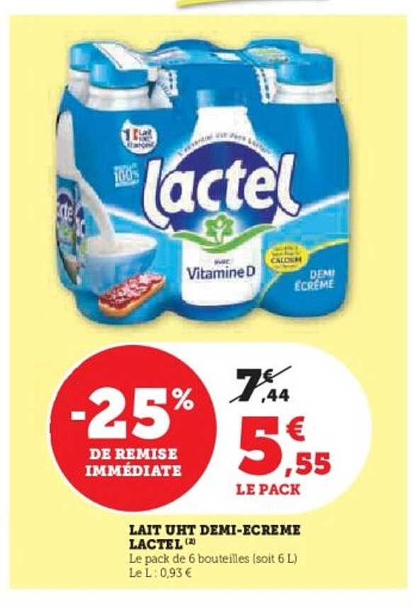 LAIT UHT DEMI-ECRÈME LACTEL