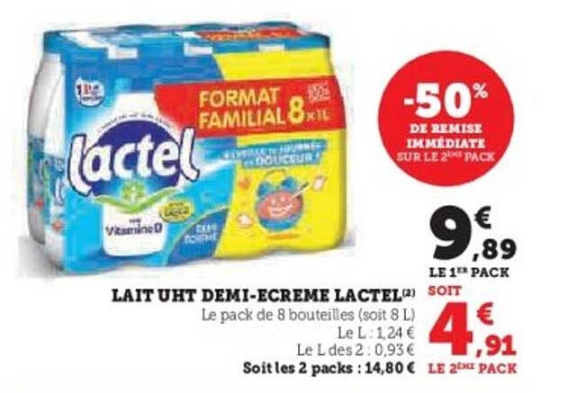 LAIT UHT DEMI-ECREME LACTEL