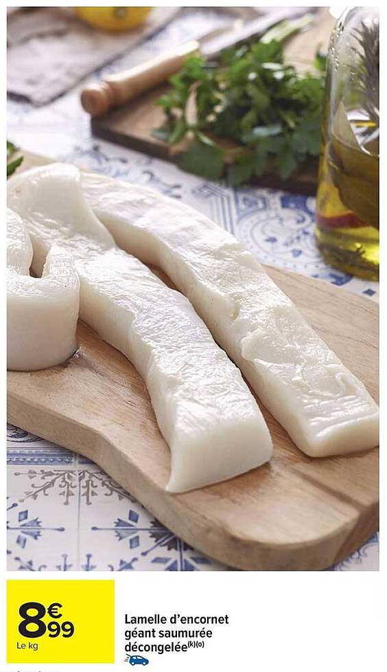 Lamelle d’encornet géant saumurée décongelée
