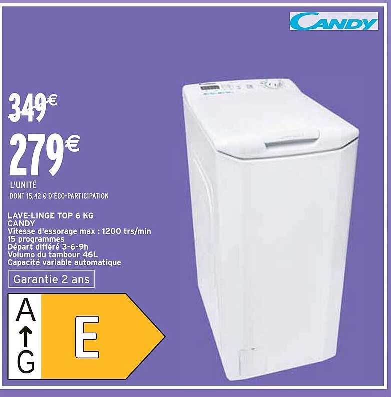 LAVE-LINGE TOP 6 KG CANDY