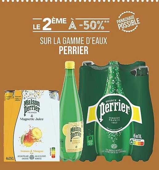 Le 2ème à -50% sur la gamme d'eaux Perrier