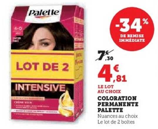 LOT DE 2 INTENSIVE COLORATION PERMANENTE PALETTE