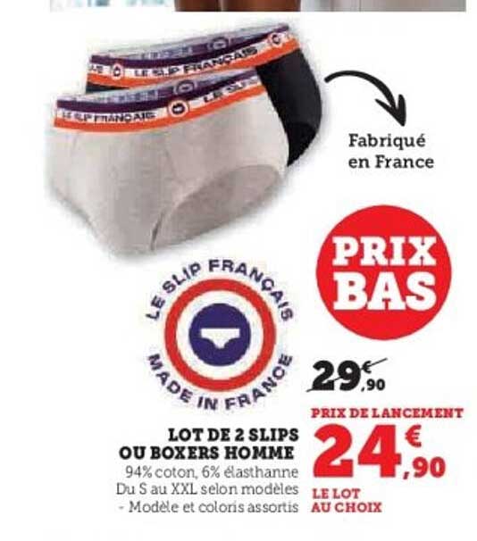 LOT DE 2 SLIPS OU BOXERS HOMME