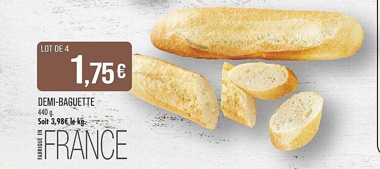 LOT DE 4 DEMI-BAGUETTES