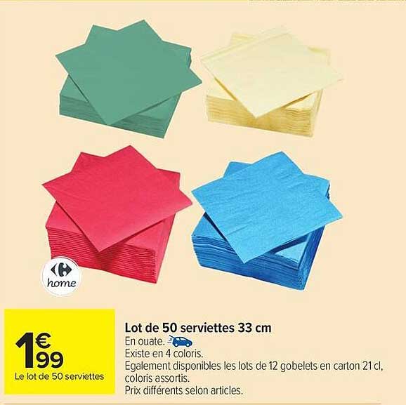 Lot de 50 serviettes 33 cm