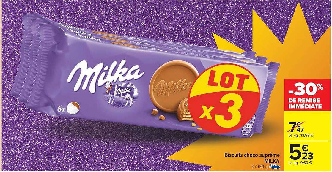 LOT x3 Biscuits choco suprême MILKA