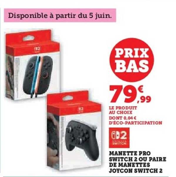 MANETTE PRO SWITCH 2 OU PAIRE DE MANETTES JOYCON SWITCH 2