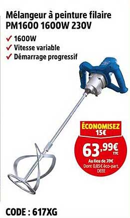 Mélangeur à peinture filaire PM1600 1600W 230V