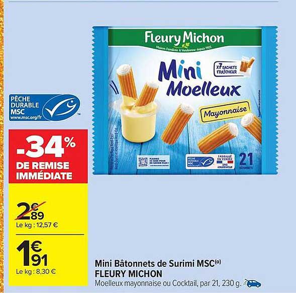 Mini Bâtonnets de Surimi MSC Fleury Michon