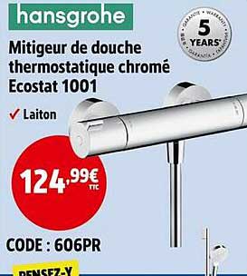 Mitigeur de douche thermostatique chromé Ecostat 1001