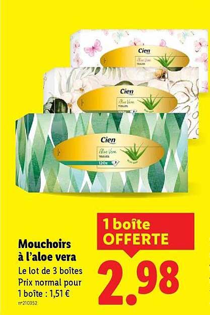 Mouchoirs à l’aloe vera
