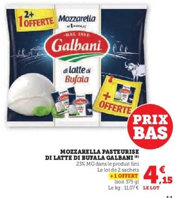 MOZZARELLA PASTEURISE DI LATTE DI BUFALA GALBANI
