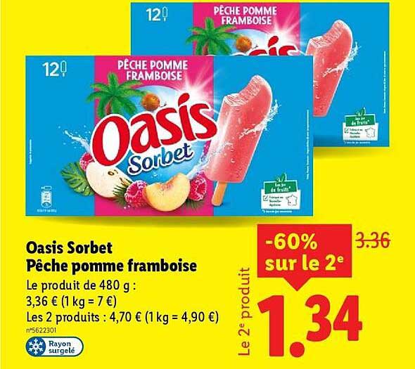 Oasis Sorbet Pêche pomme framboise