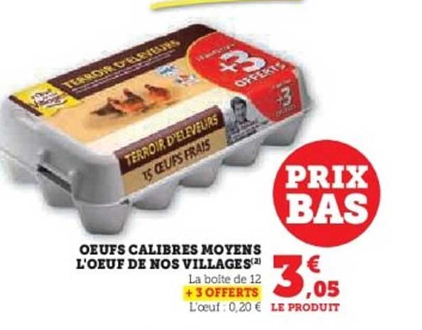 OEufs Calibres Moyens - L'œuf de nos Villages