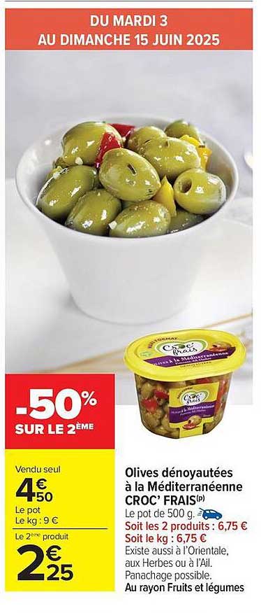 Olives dénoyautées à la Méditerranéenne CROC' FRAIS