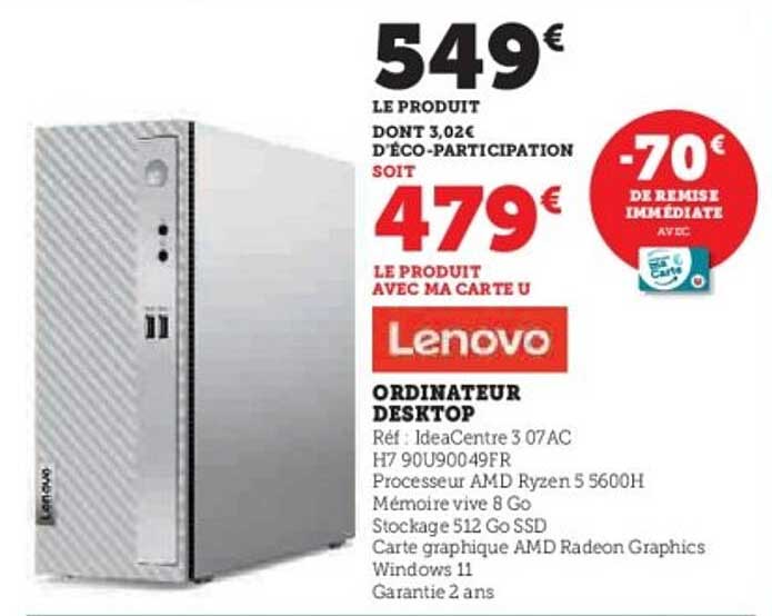 ORDINATEUR DESKTOP LENOVO IDEA CENTRE 3 07AC