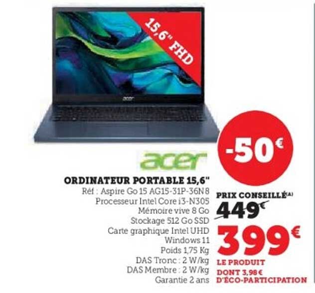 ORDINATEUR PORTABLE 15,6"
