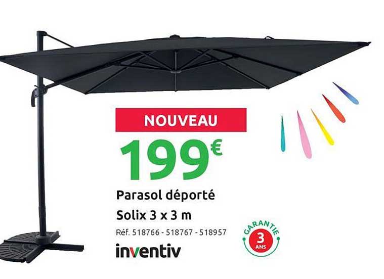 Parasol déporté Solix 3 x 3 m