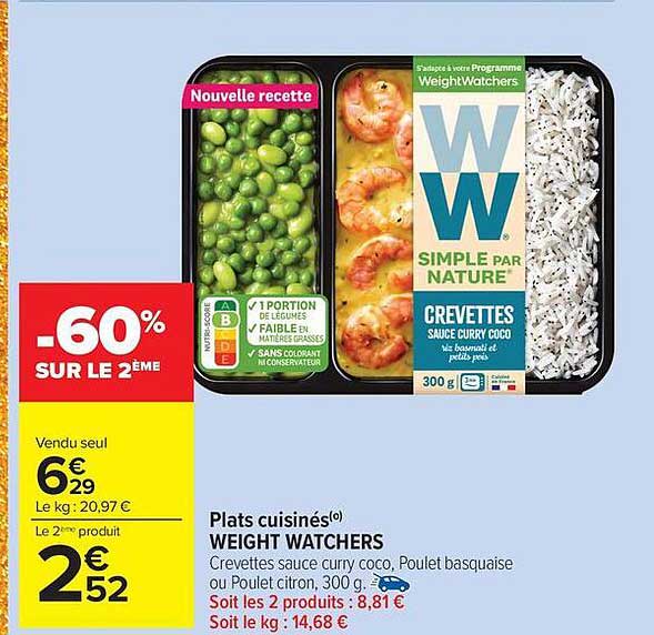 Plats cuisinés Weight Watchers