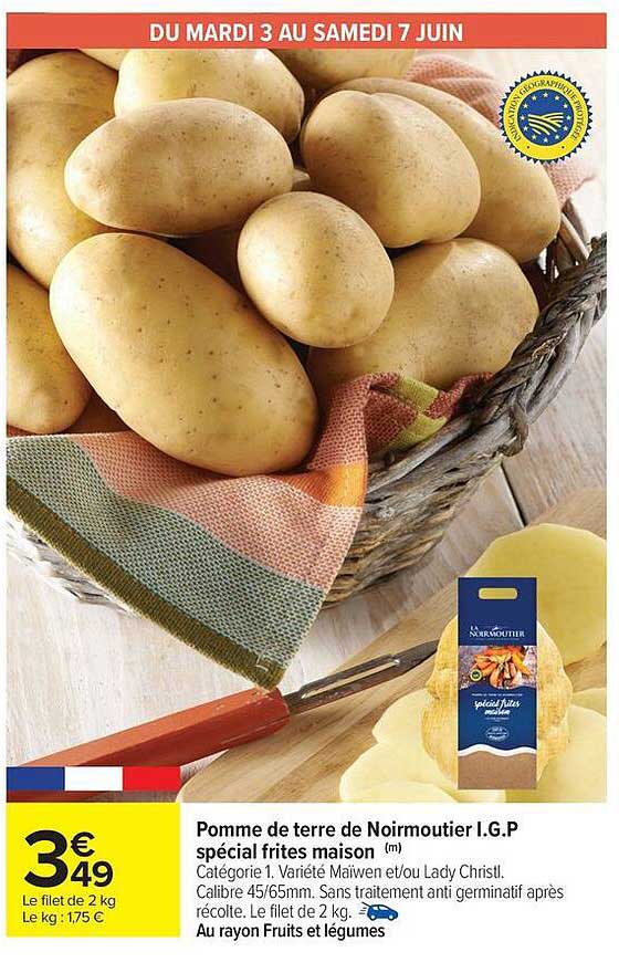 Pomme de terre de Noirmoutier I.G.P spécial frites maison